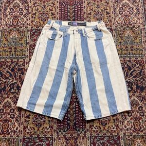 VTG RARE 1993 Levis Silver Tab Baggy Wide Striped Denim Shorts 32 Blue White USA